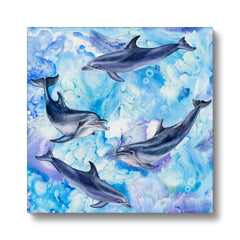 Oceanic Expressions By Dolphins  Canvas