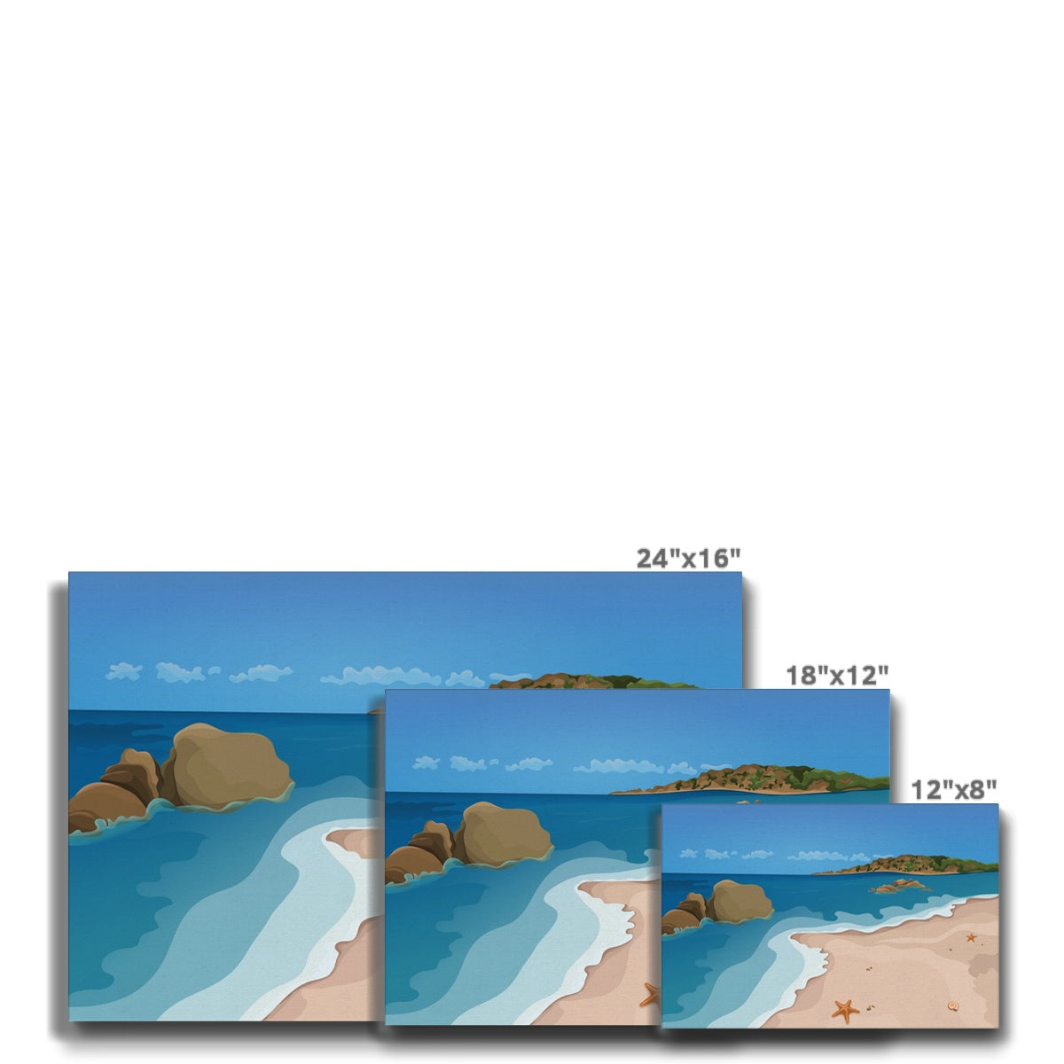 Mesmerising Ocean Shore Art Illustration Canvas