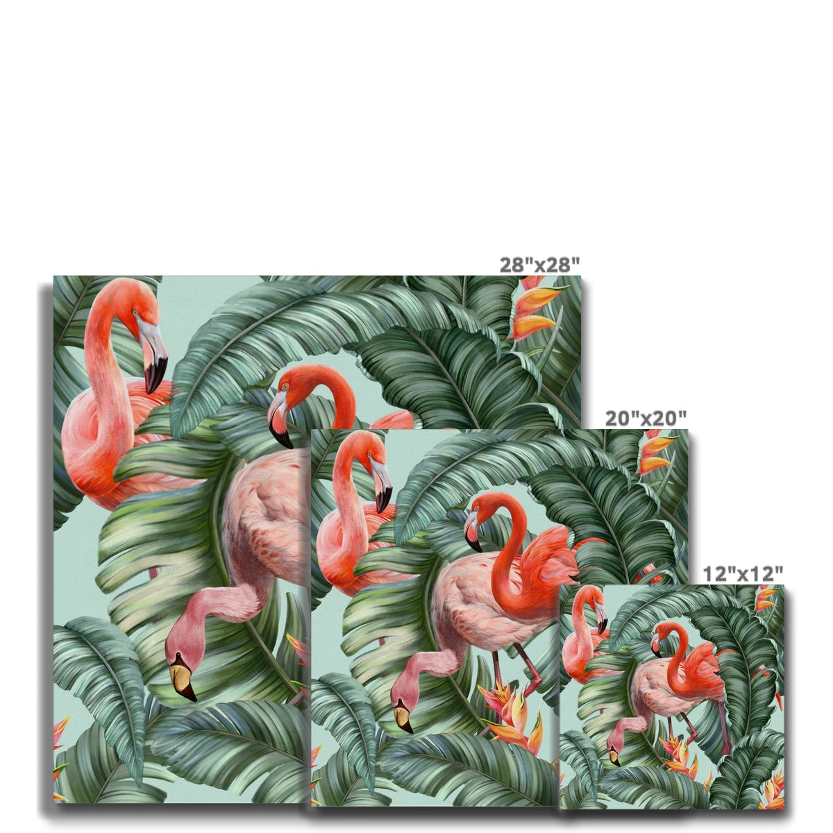 Flamingos In Leaves Wall Art  Canvas