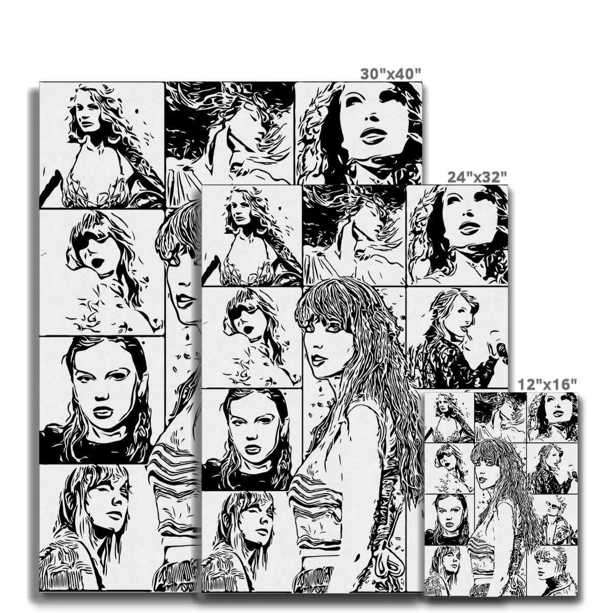 Black & White Taylor Swift Collage Canvas