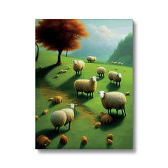 Adorable Sheep Painting Illustration Canvas