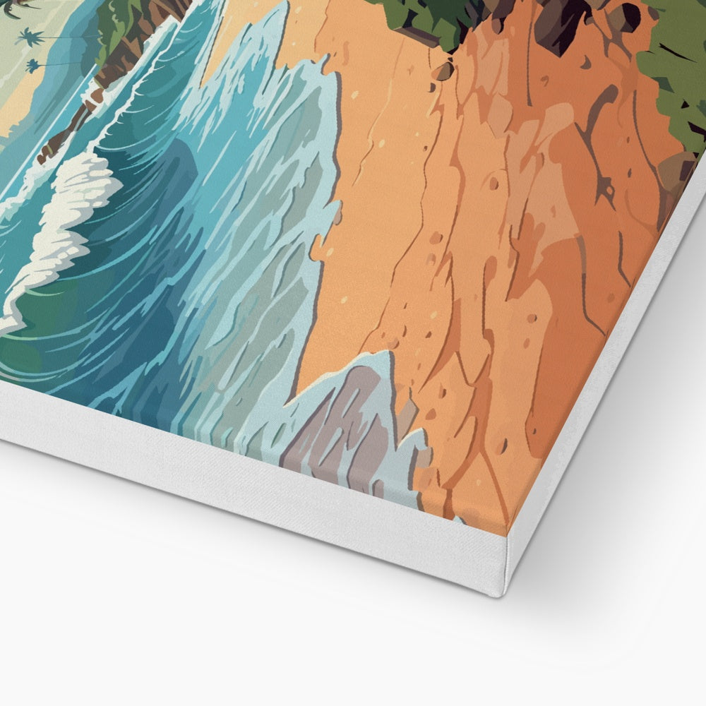 Captivating Ocean Shore Art Illustration Canvas