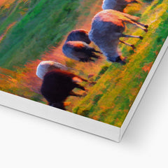 Oil Painting Of Sunset & Sheep Canvas