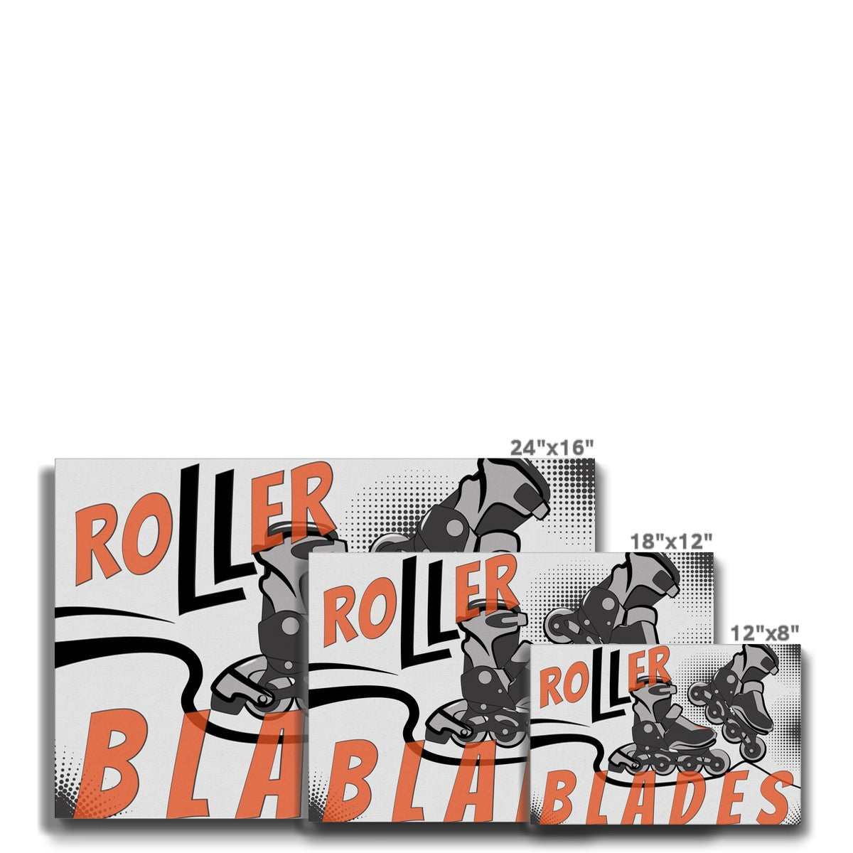 Black & Orange Roller Skates Illustration Canvas