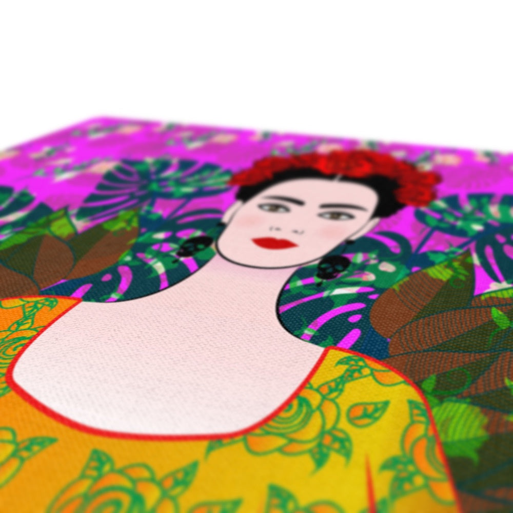 Farida Kahlo & Leaves Canvas