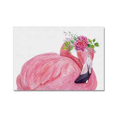 Flamingo With The Flower Crown Art Canvas