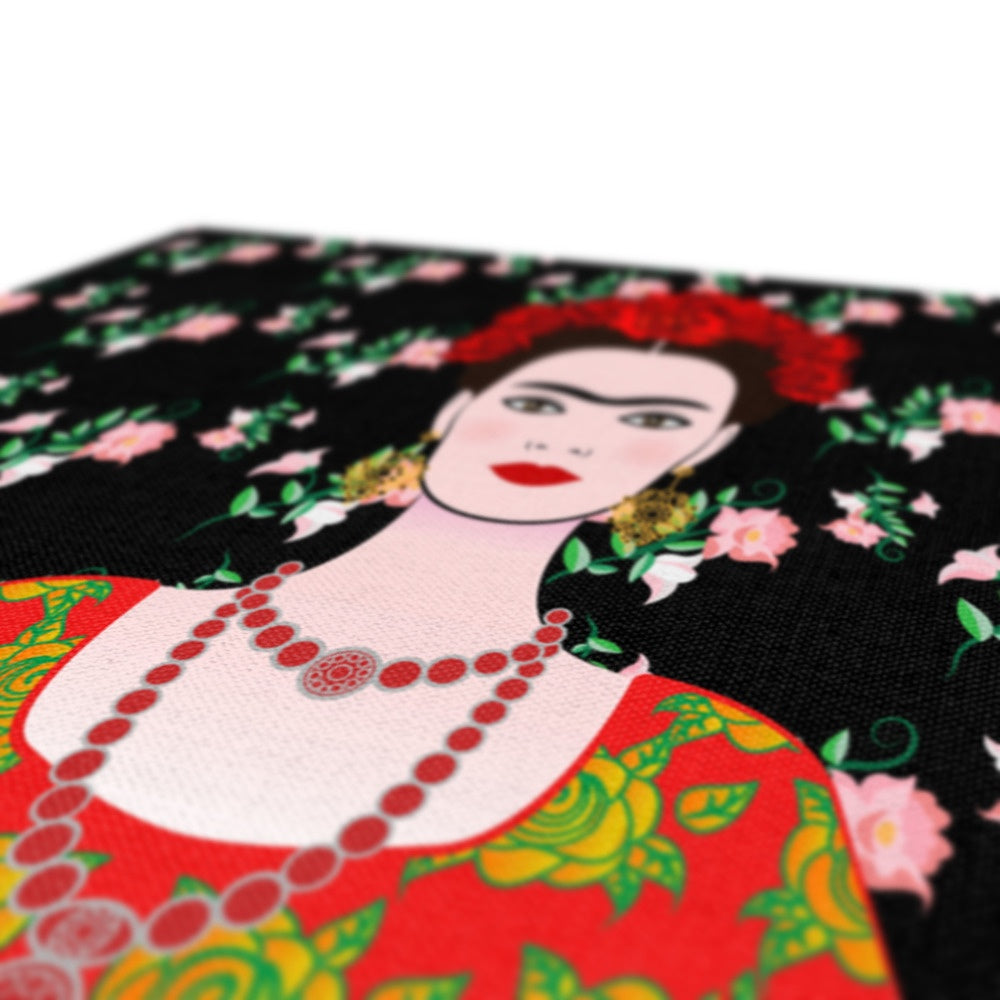 Farida Kahlo's Black Seamless Prints Canvas