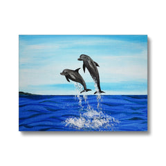 Seaside Symphony: Dolphin Art  Canvas