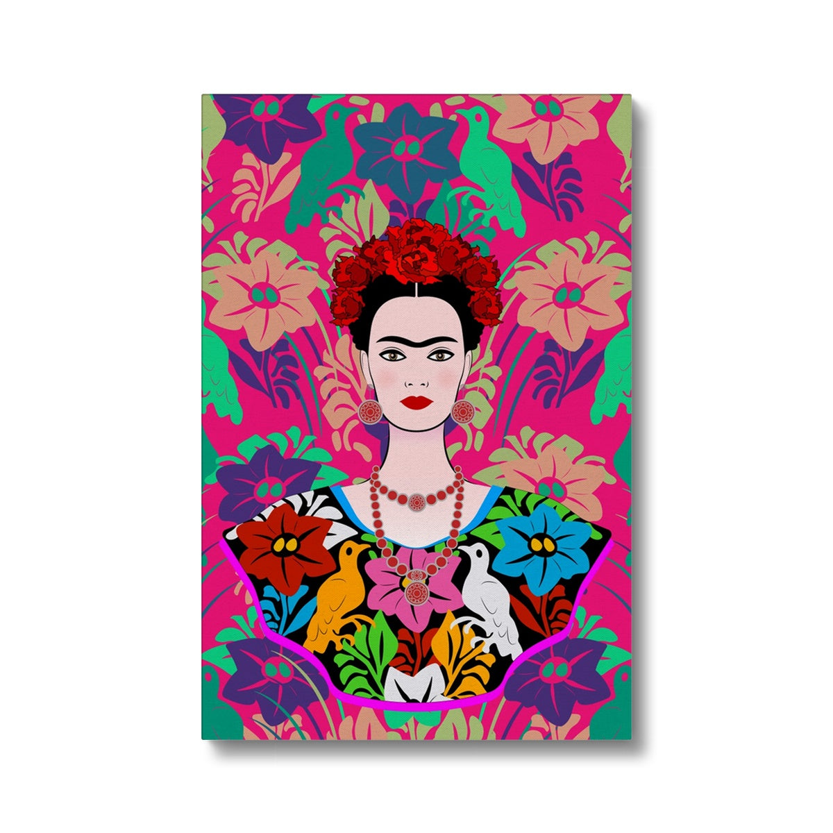 Farida & Pink Blooming Flowers Canvas