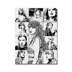 Black & White Taylor Swift Collage Canvas