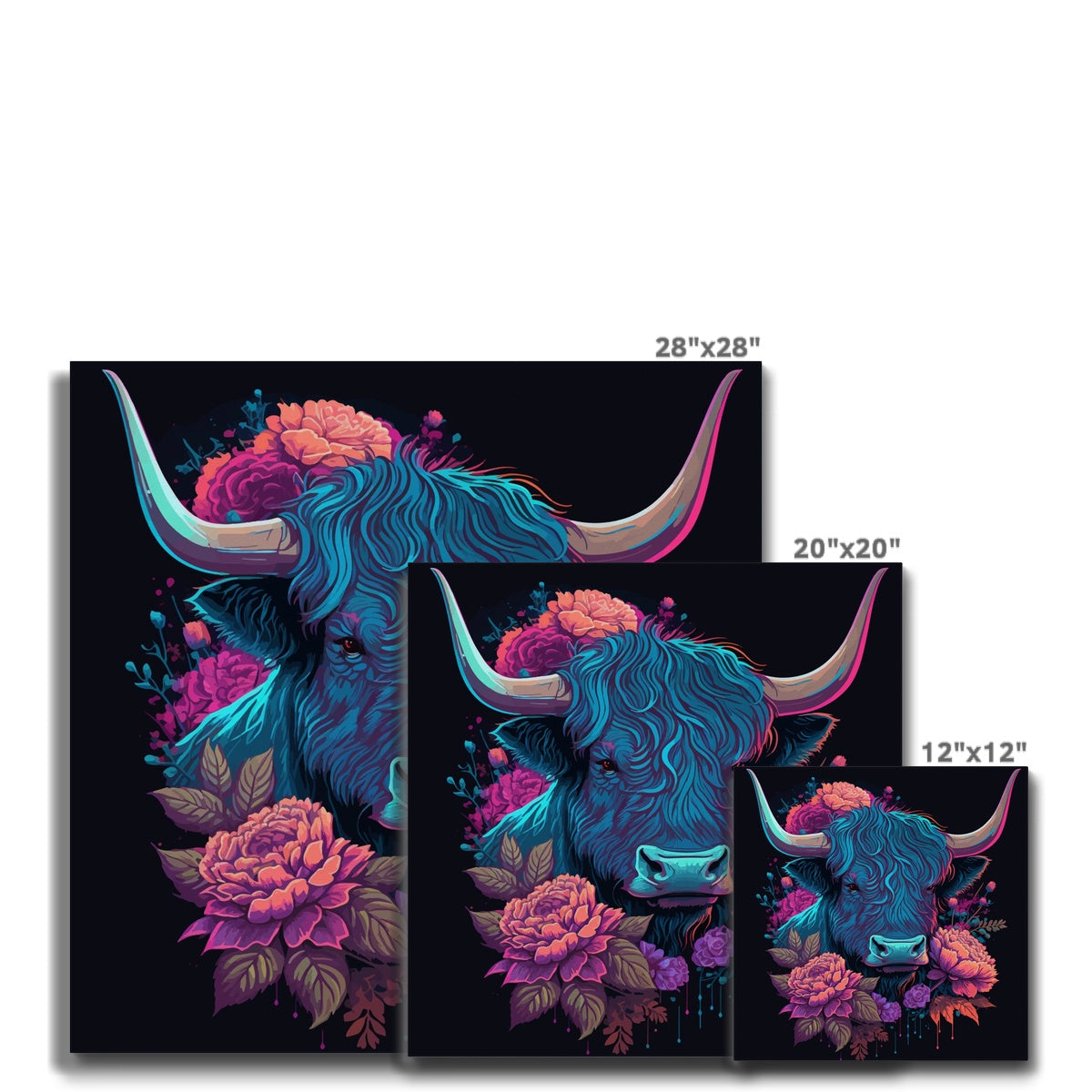 Whimsical Highland Grazers  Canvas