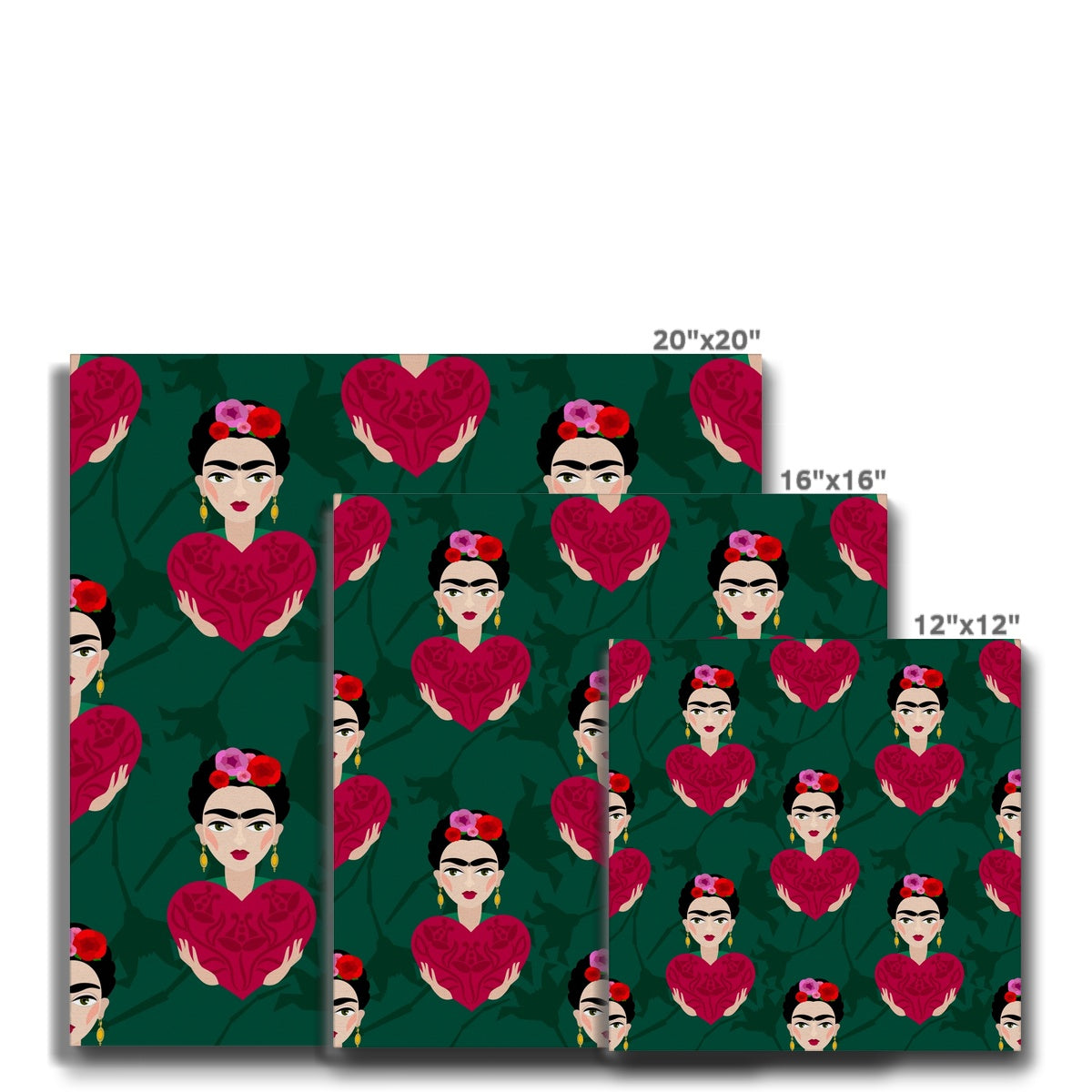 Farida & Red Hearts, Seamless Print Canvas