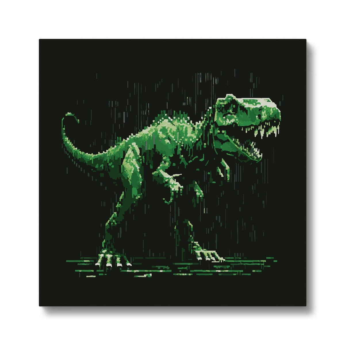 Green T-rex Illustration Art Canvas