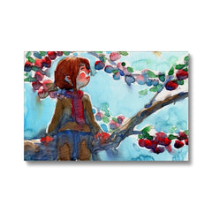 Little Girl On Apple Tree Painting Canvas