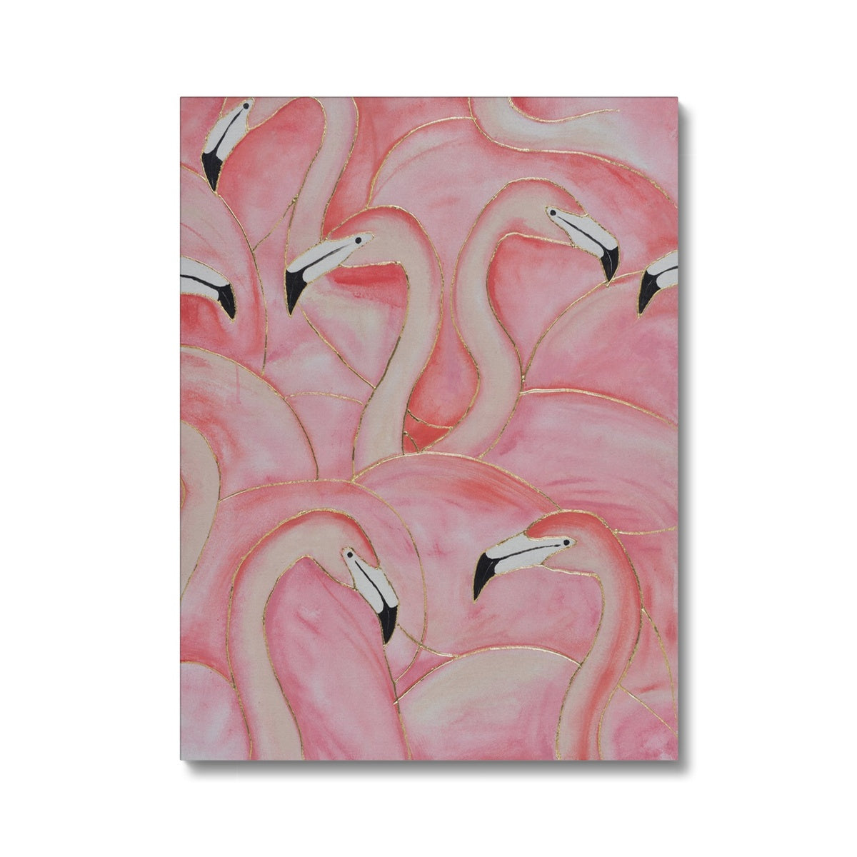 Seamless Flamingos Glittered Painting Canvas