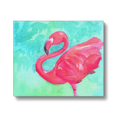 Charming Flamingo Portrait Canvas