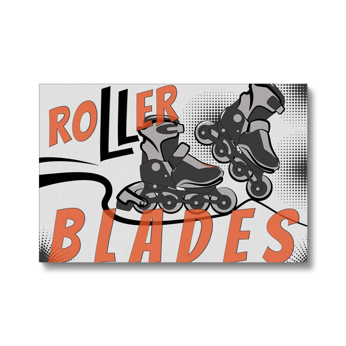 Black & Orange Roller Skates Illustration Canvas