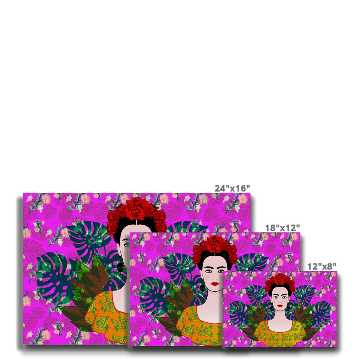 Farida Kahlo & Leaves Canvas