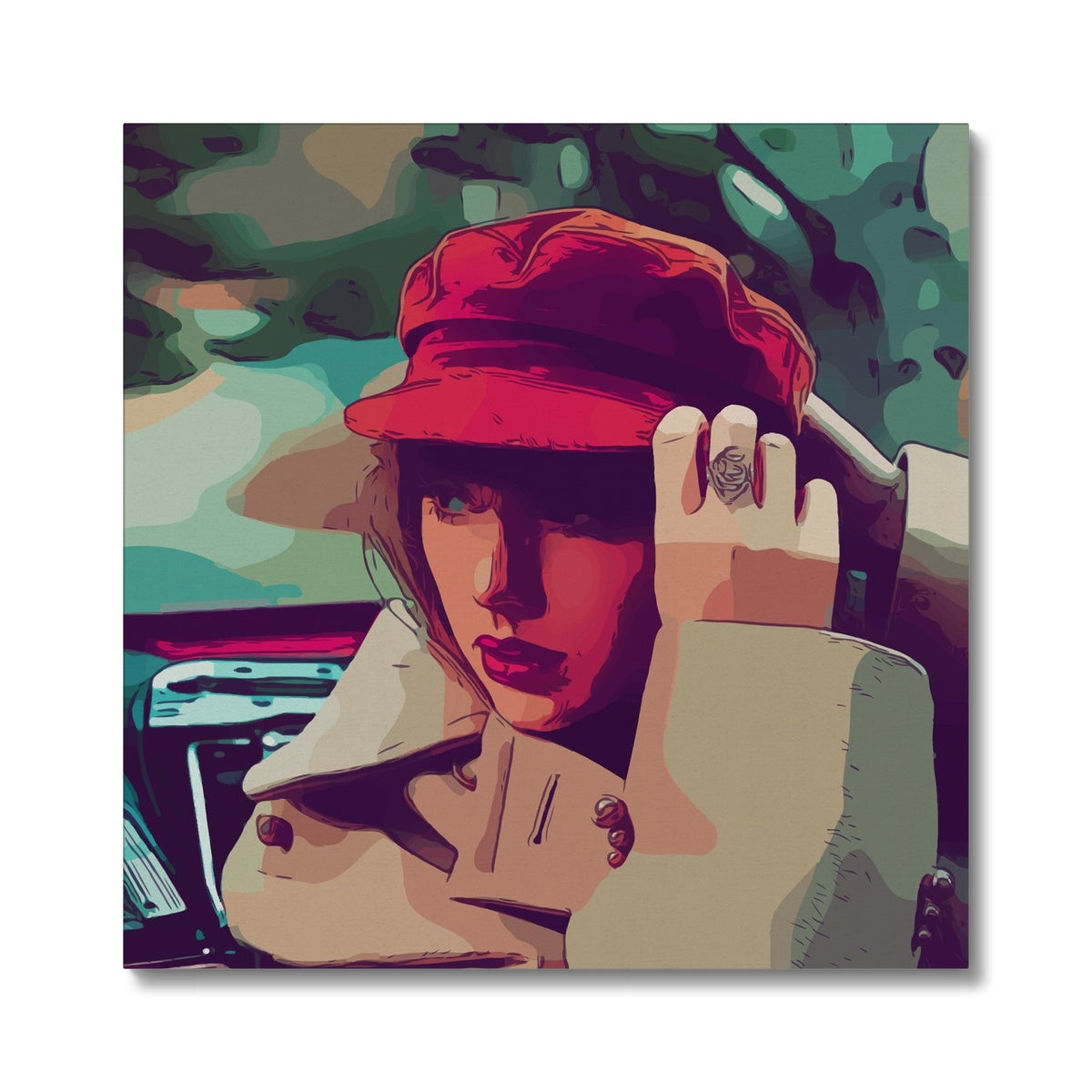 Red Taylor Swift Illustration Canvas