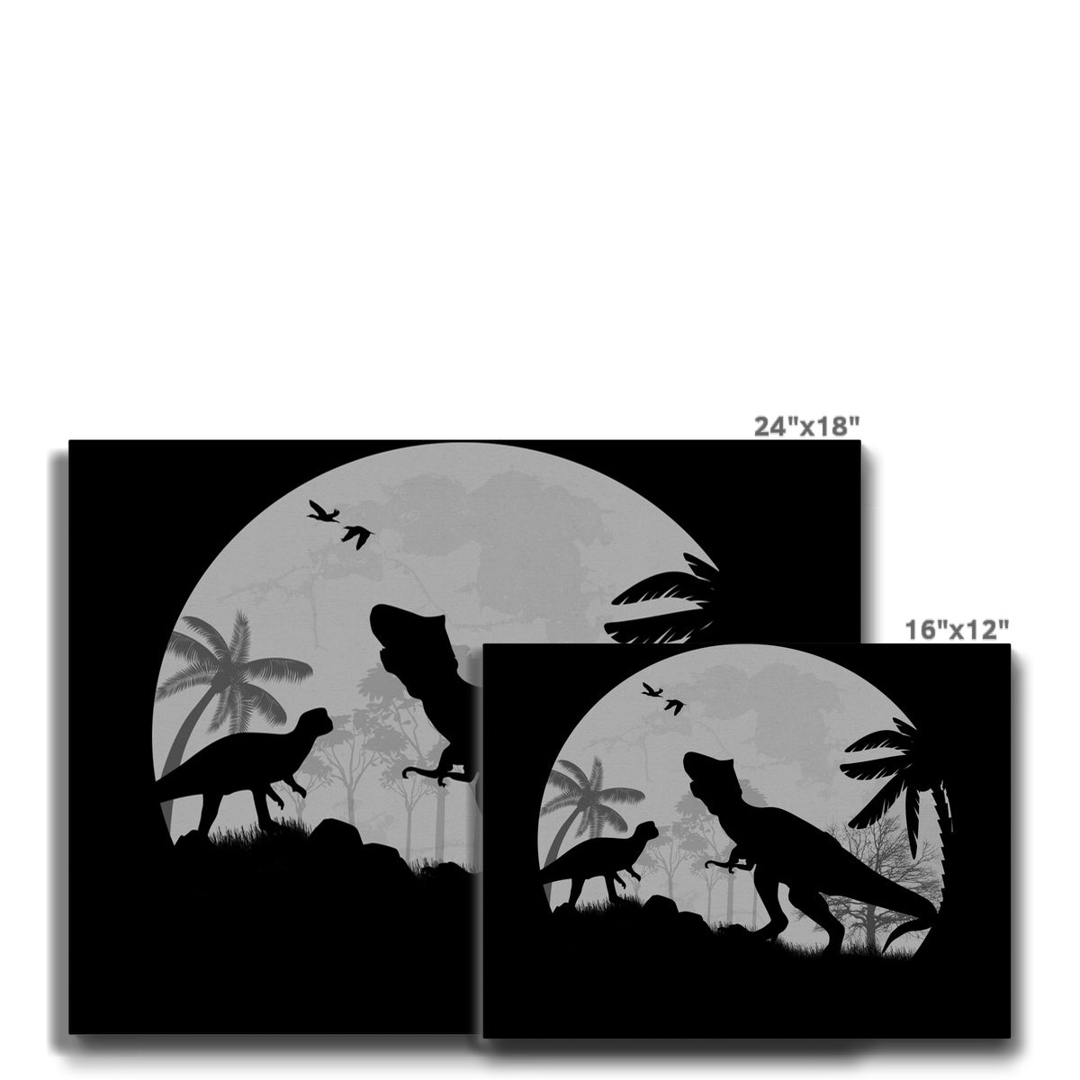 Black & White T-Rex Art Canvas