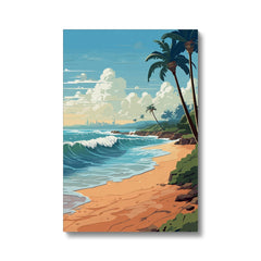 Captivating Ocean Shore Art Illustration Canvas