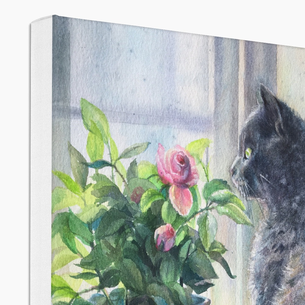 Tabby & Flower Bucket Painting Canvas