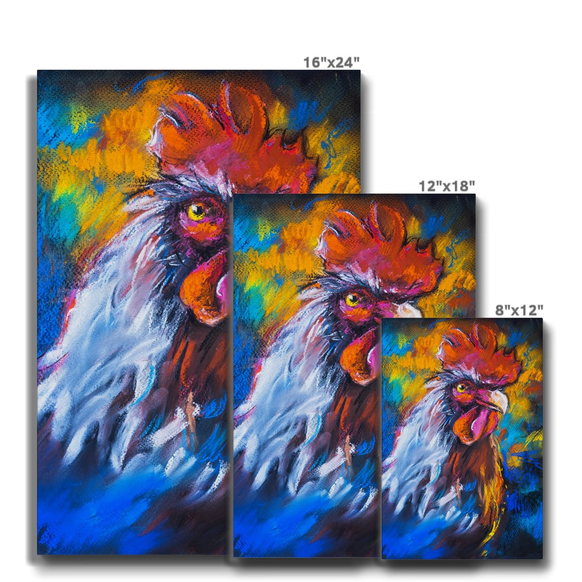 Multicolor Chicken Portrait Canvas