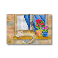 Cat Chilling On A Window Canvas