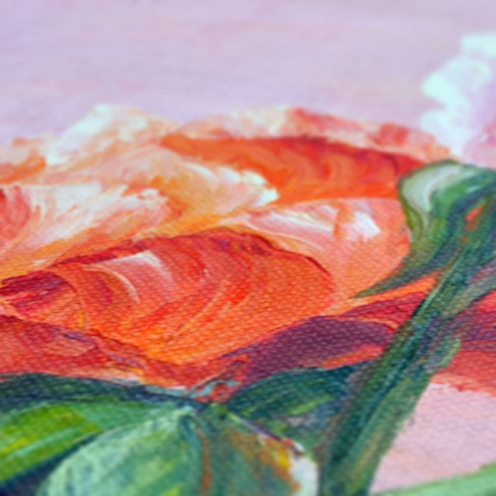 Red & Pink Rose Oil Painting Canvas