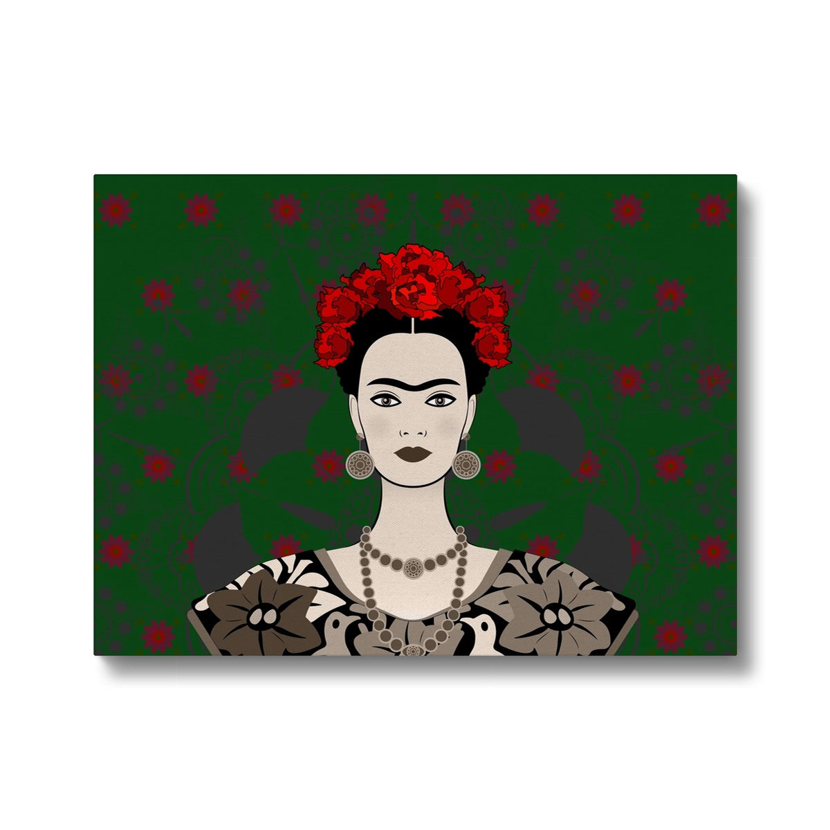 Elegant Seamless Print Illustration, Farida Kahlo Canvas