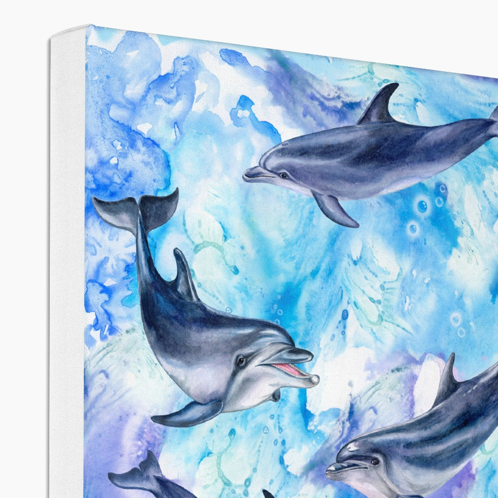 Oceanic Expressions By Dolphins  Canvas