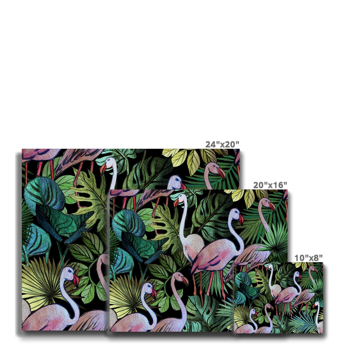 Seamless Flamingos In Forest Print Canvas