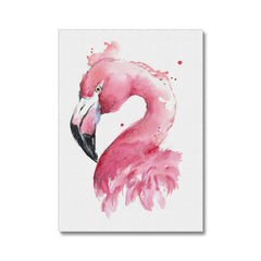 Flamingo Watercolor Portrait Canvas