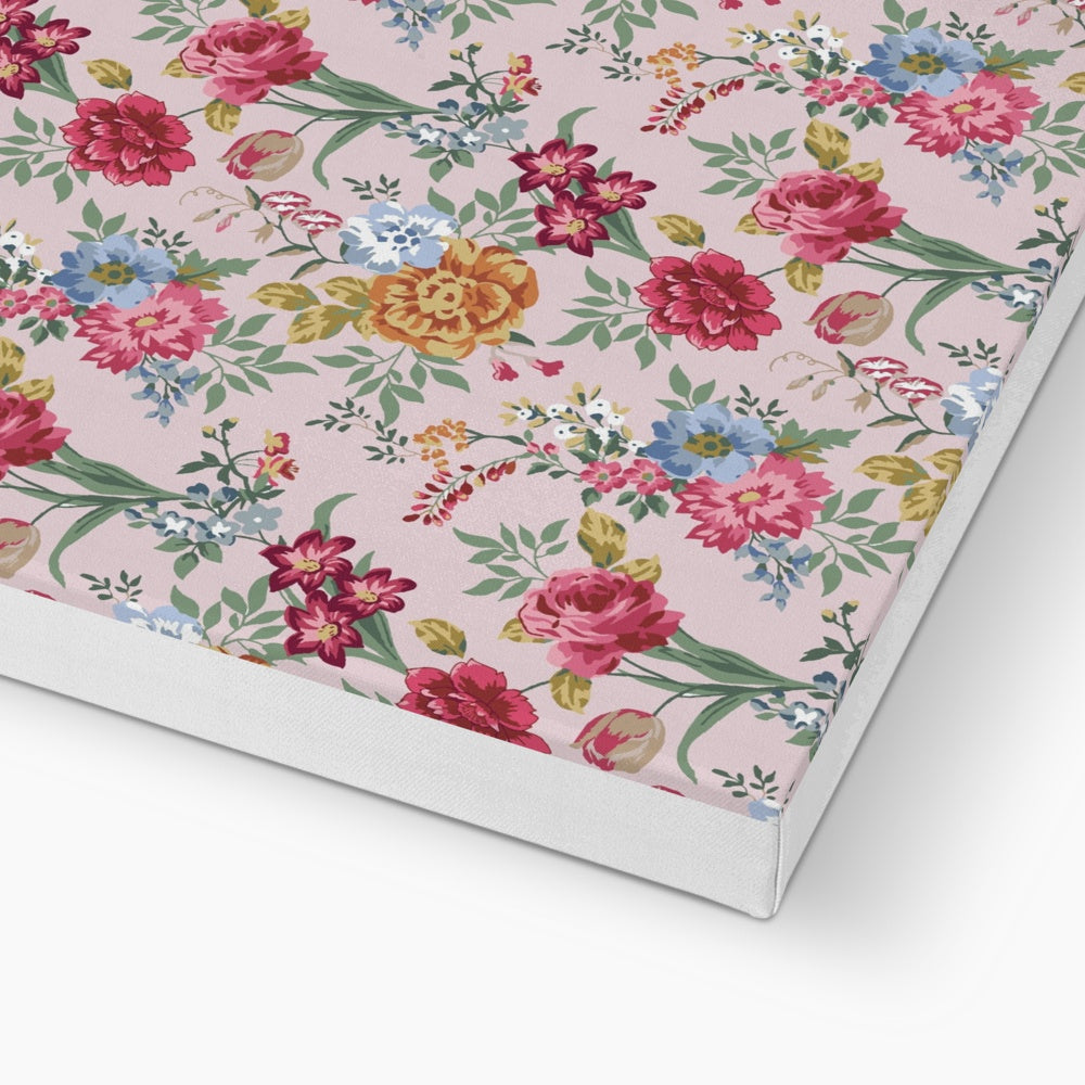 Maximal Pink Tinted Floral Print Canvas