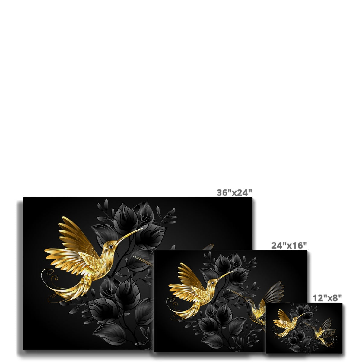 Black & Golden Humming Birds Art Canvas