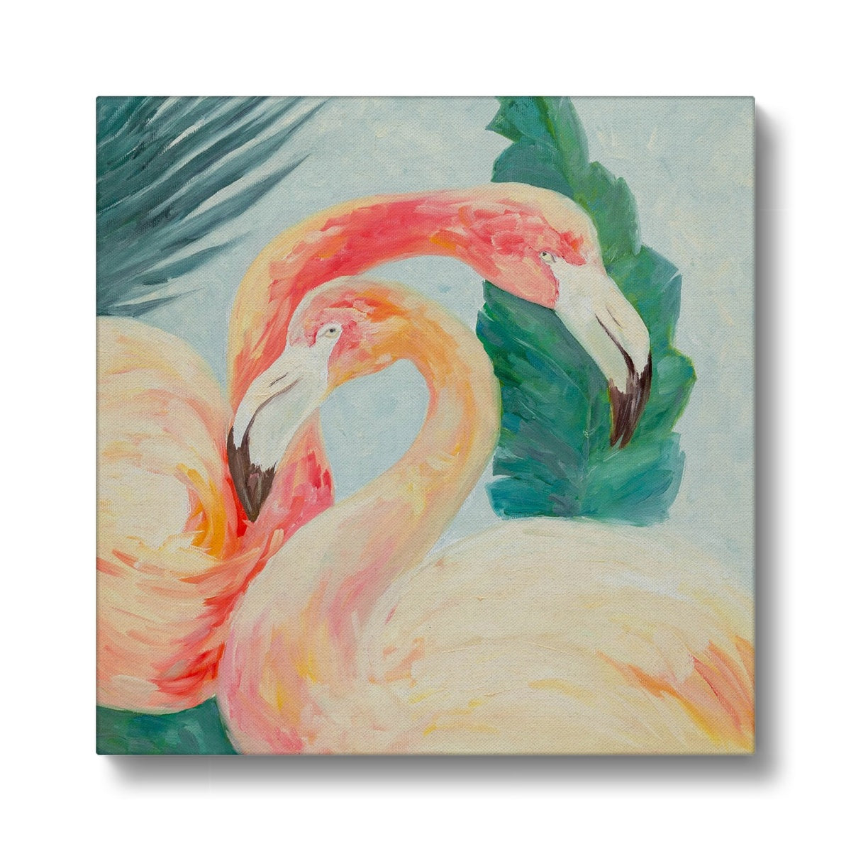 Two Flamingo's Hugging Painting Canvas