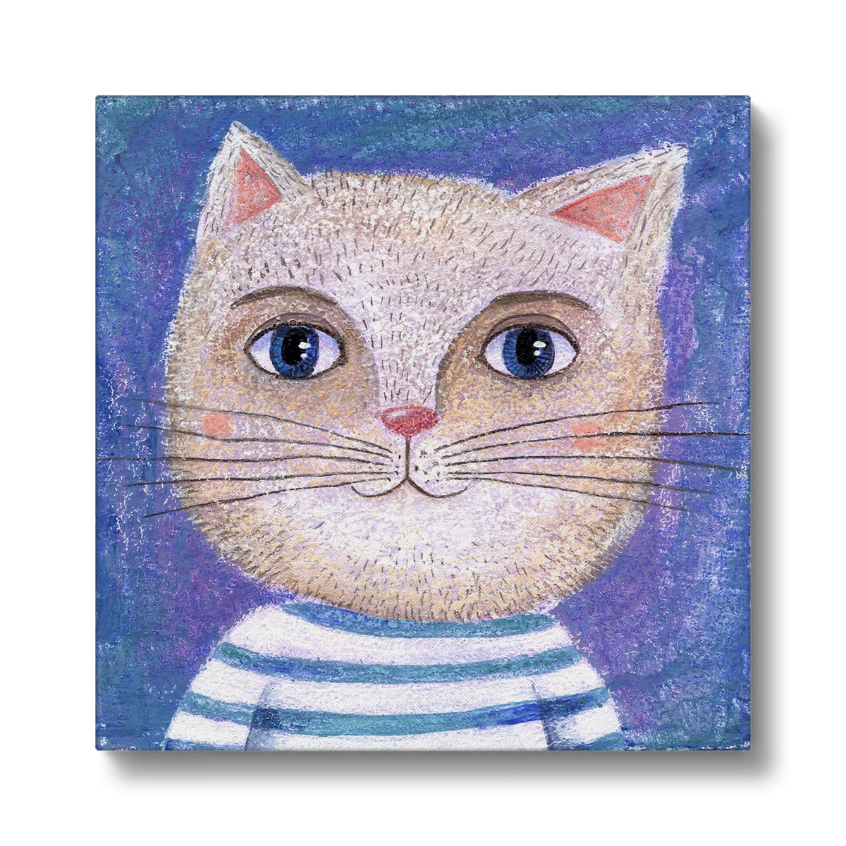 Pink Cat In Sweater Portrait Canvas