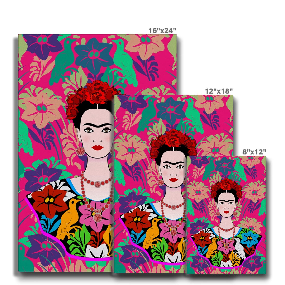 Farida & Pink Blooming Flowers Canvas