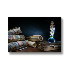 Book, Ink & Feather Art Canvas
