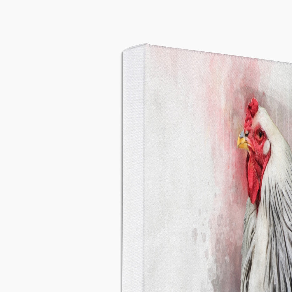 Elegant White Chicken Portrait Canvas