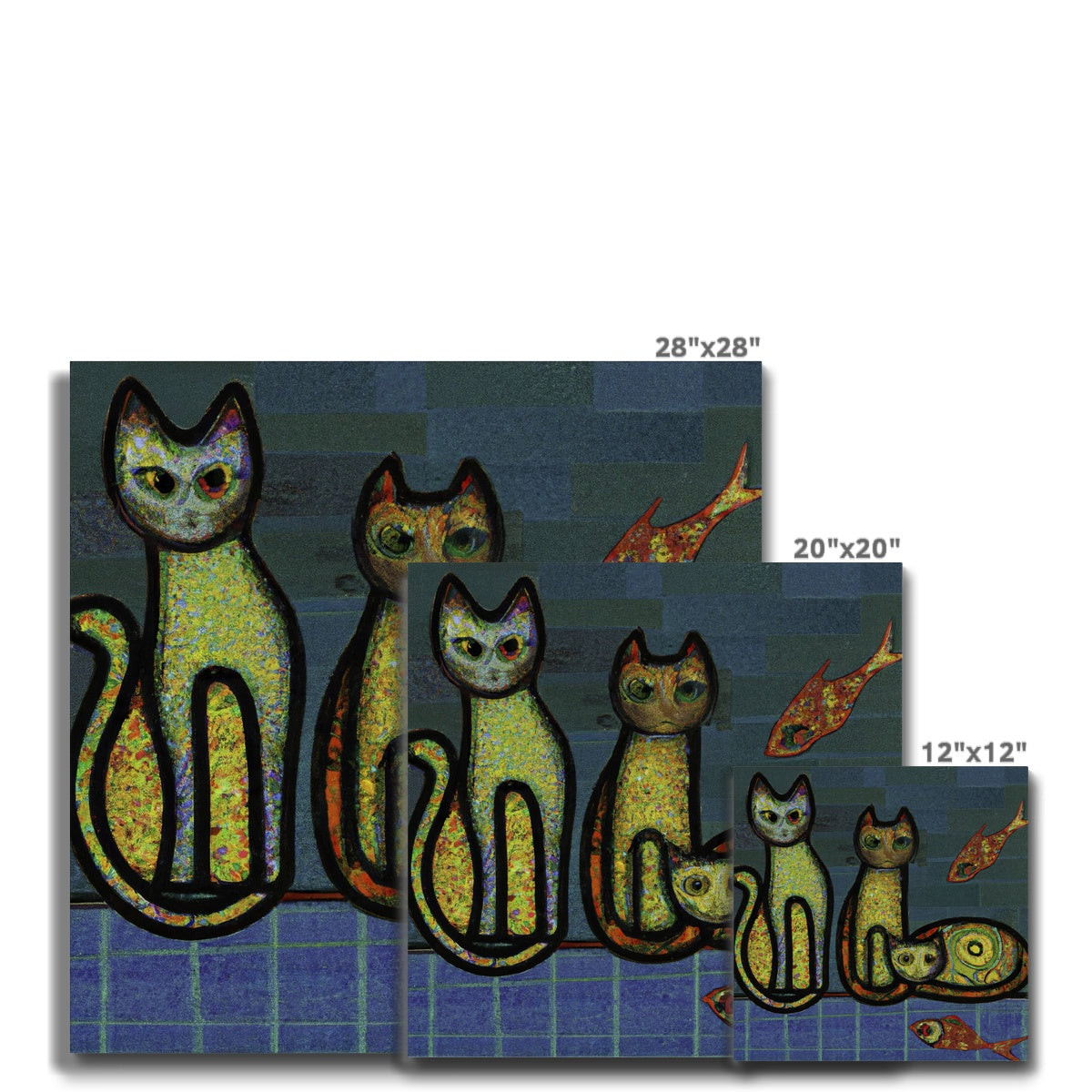 Ancient Art Of Fish & Cat Canvas