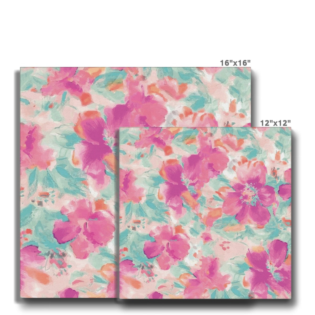 Abstract Pink & Blue Flowers  Canvas
