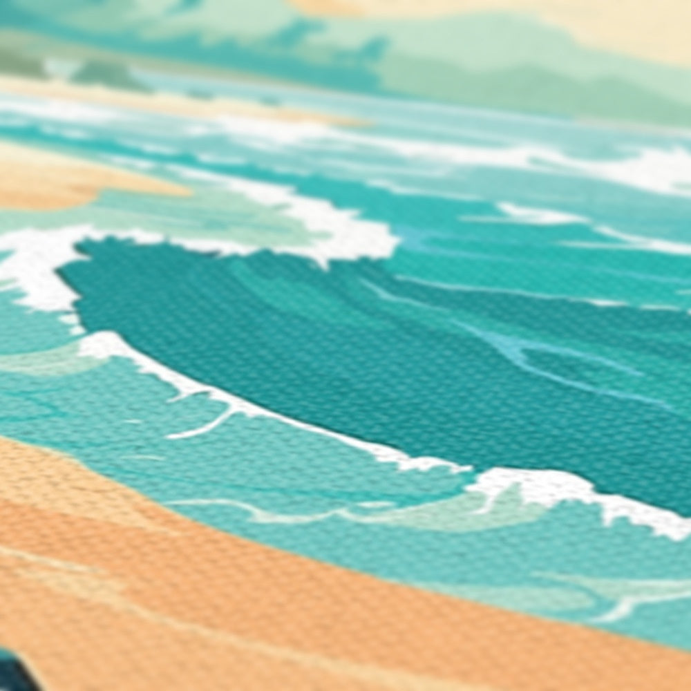 Ocean Shore Art Illustration Canvas