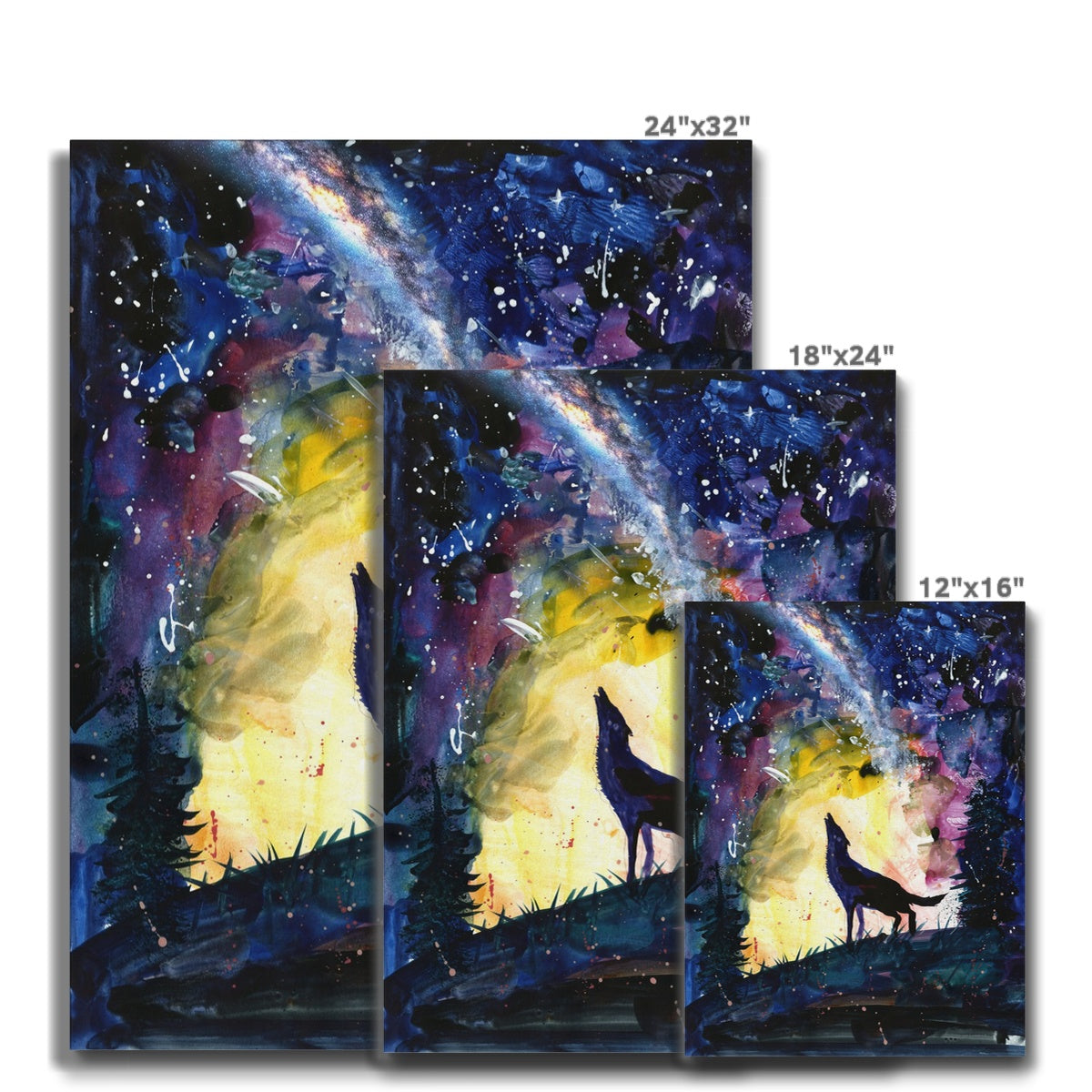 Nebula Wolves Art  Canvas