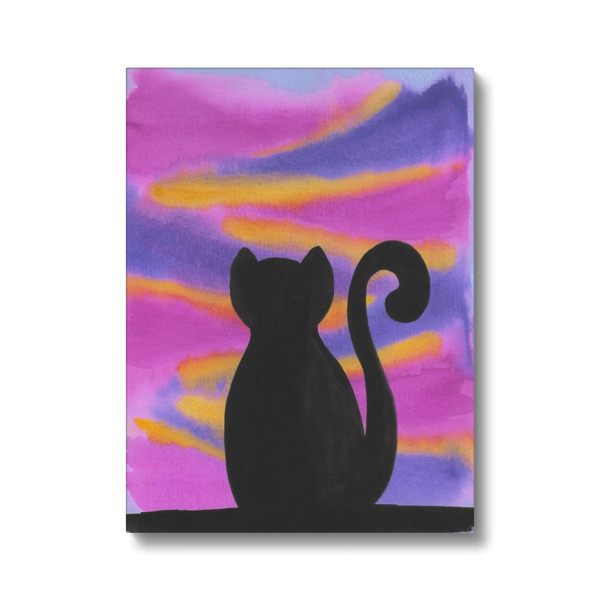 Black Cat & Colourful Sky Canvas