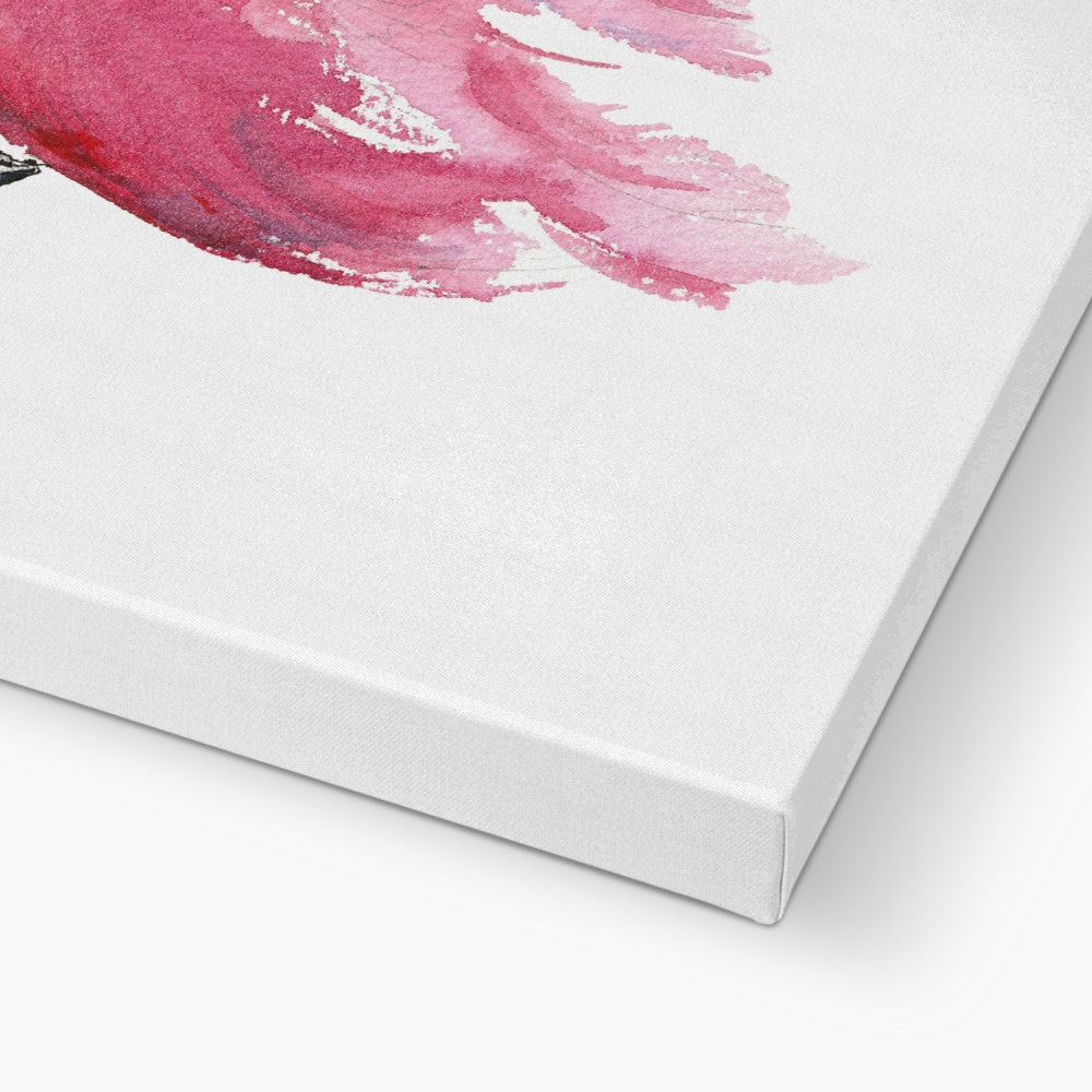 Flamingo Watercolor Portrait Canvas