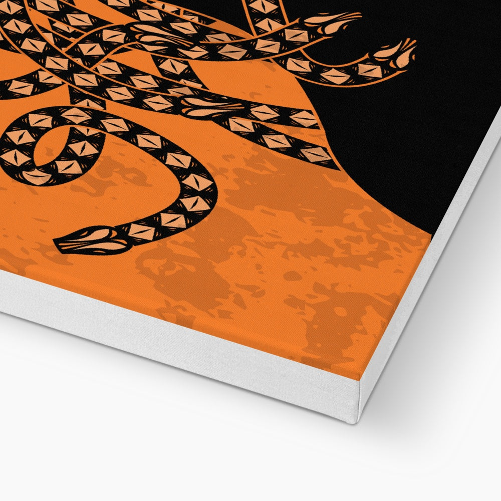 Black & Orange Medusa Illustration Canvas