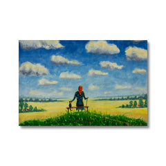 Woman, Cat & Cloudy Day Canvas