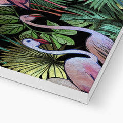 Seamless Flamingos In Forest Print Canvas