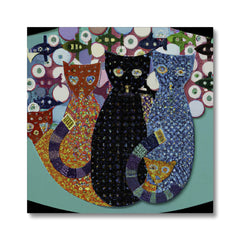 Red, Black & Blue Cat Art Canvas